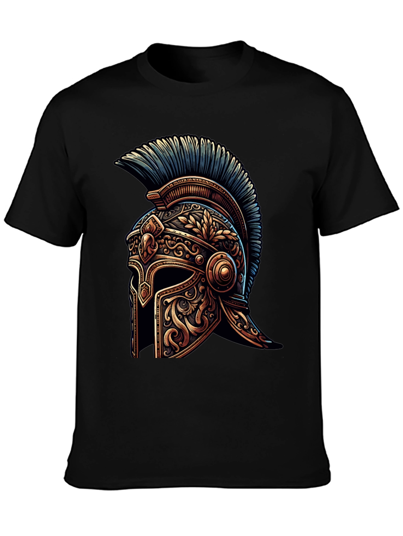 Spartan Helmet Graphic Tee - Black Cotton T-Shirt