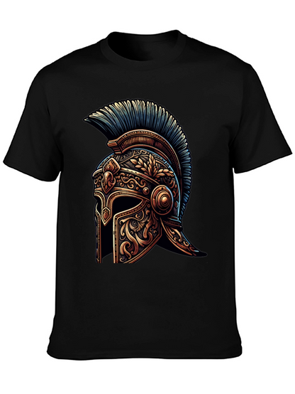 Spartan Helmet Graphic Tee - Black Cotton T-Shirt
