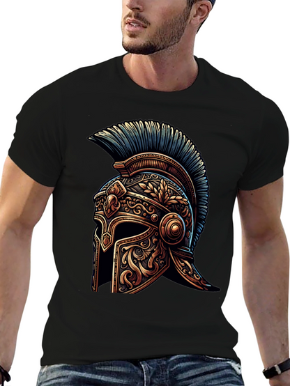 Spartan Helmet Graphic Tee - Black Cotton T-Shirt