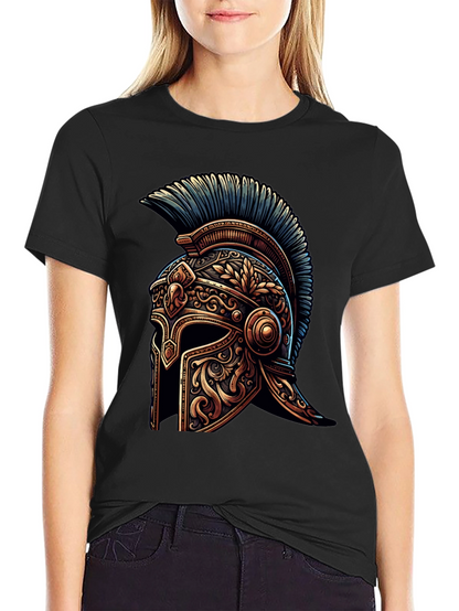 Spartan Helmet Graphic Tee - Black Cotton T-Shirt