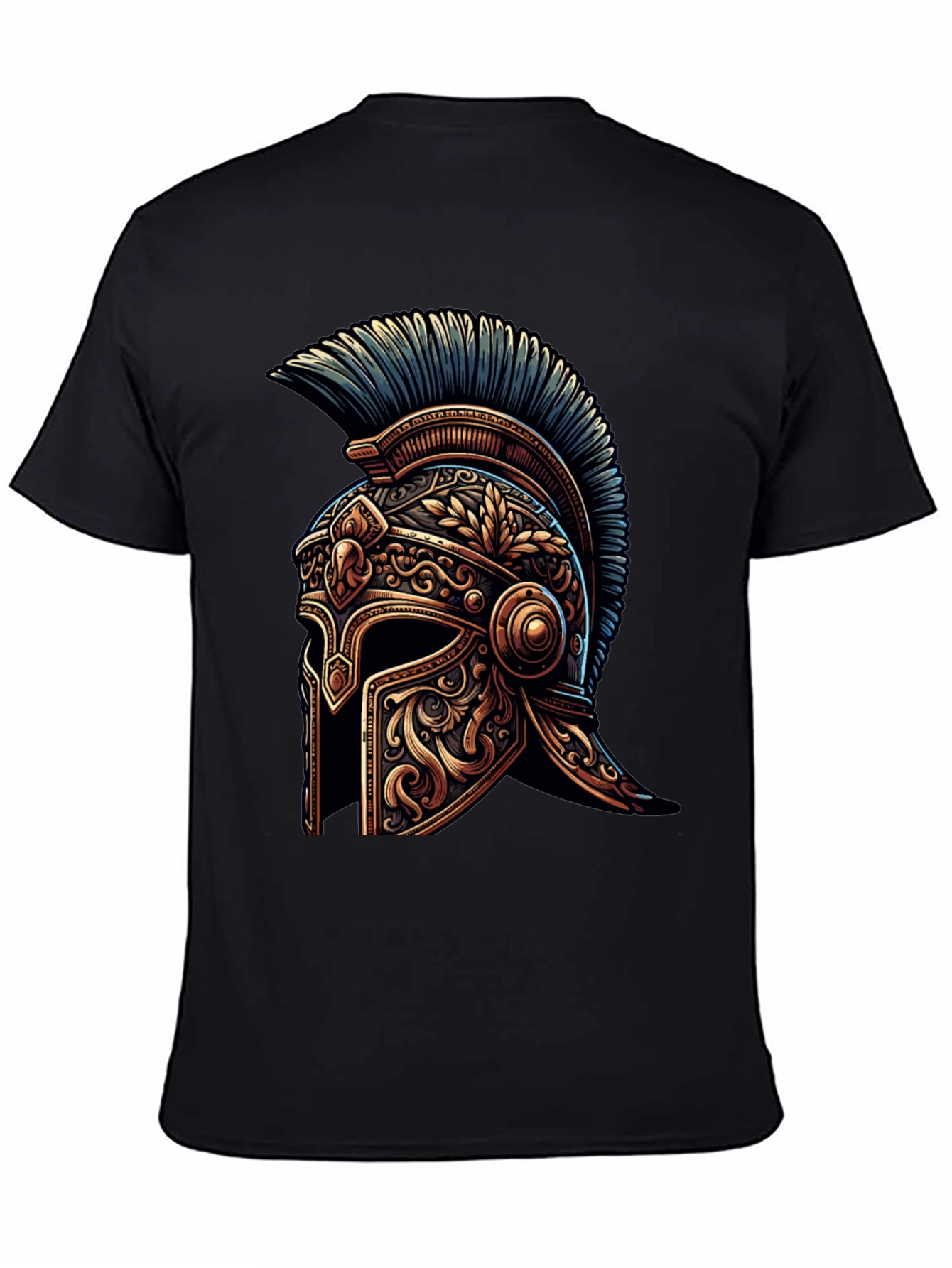Spartan Helmet Graphic Tee - Black Cotton T-Shirt