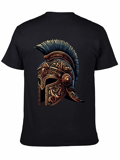 Spartan Helmet Graphic Tee - Black Cotton T-Shirt