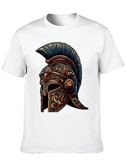 Spartan Helmet Graphic Tee - Black Cotton T-Shirt