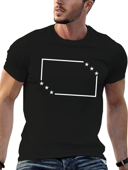 Black T-Shirt with White Star Box Design