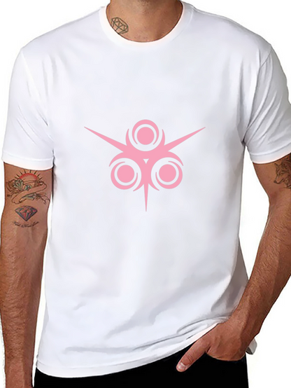 Black T-Shirt with Pink Geometric Design