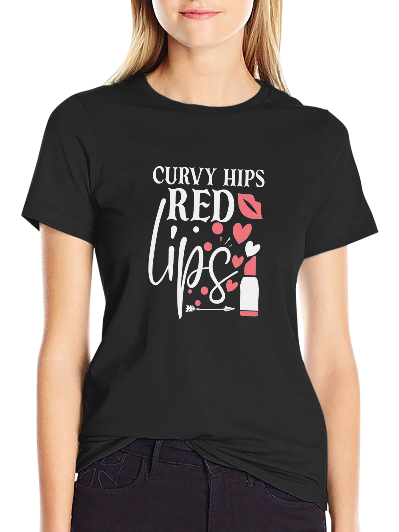 Curvy Hips Red Lips Graphic Tee