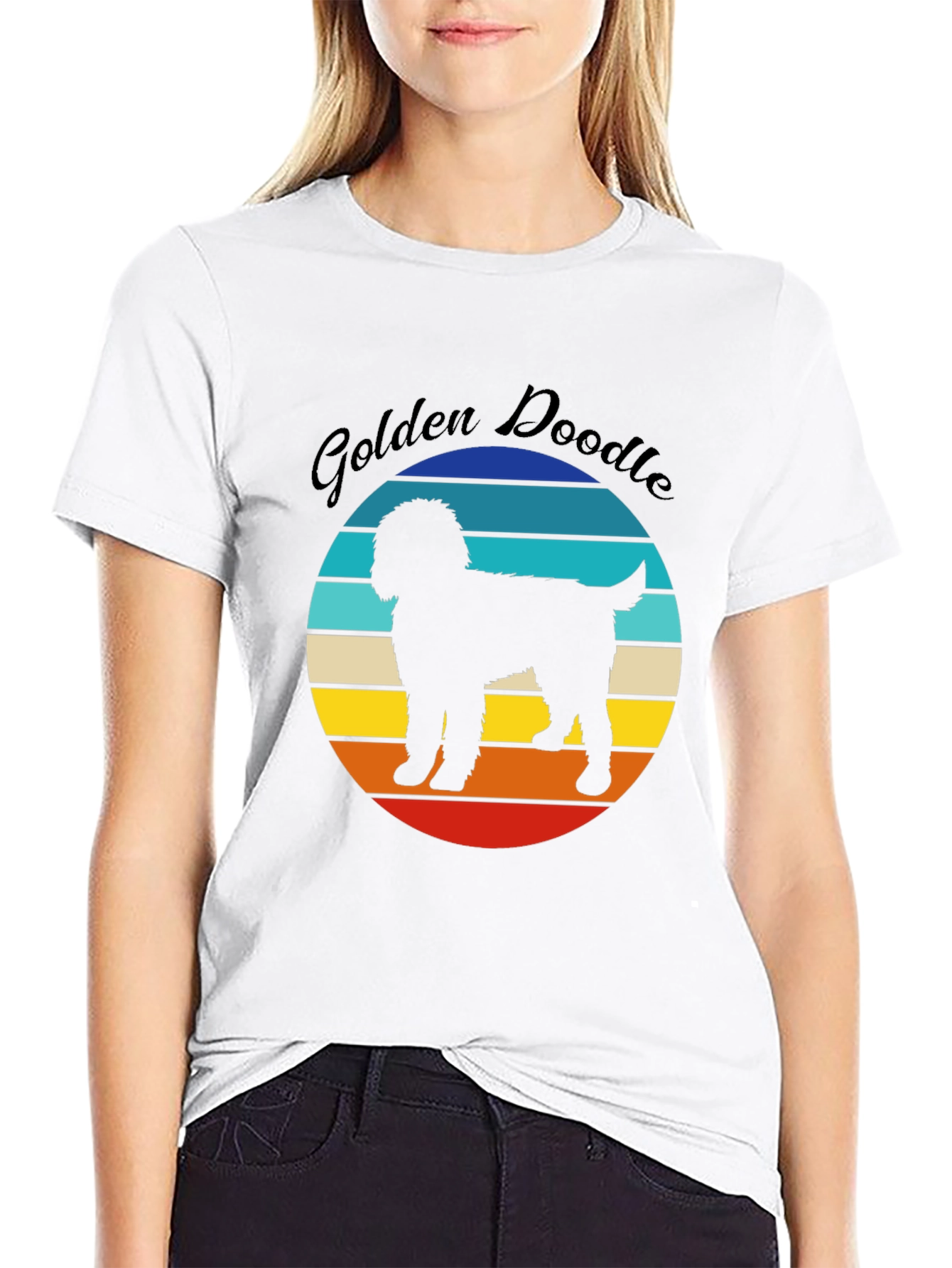 Golden Doodle Sunset Graphic Tee - Unisex Black T-Shirt