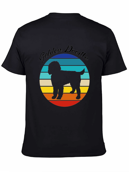 Golden Doodle Sunset Graphic Tee - Unisex Black T-Shirt