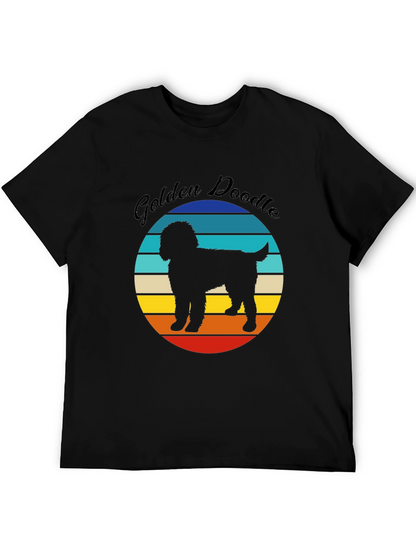 Golden Doodle Sunset Graphic Tee - Unisex Black T-Shirt