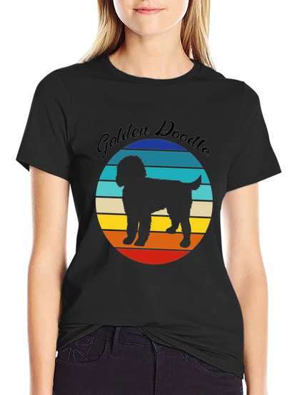Golden Doodle Sunset Graphic Tee - Unisex Black T-Shirt