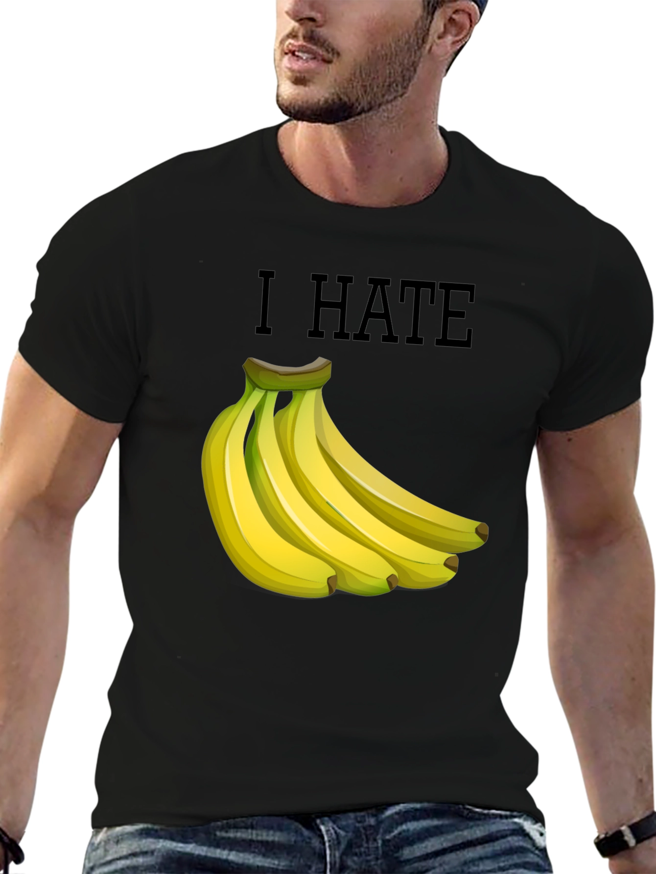 I Hate Bananas Funny Graphic T-Shirt - Black