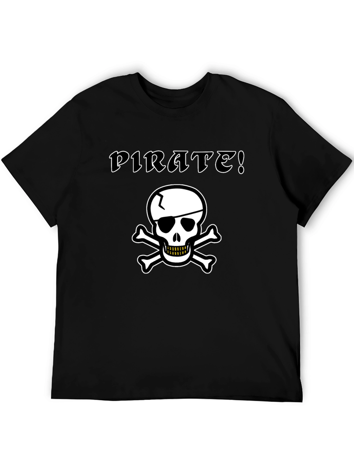 Pirate Skull Graphic Tee - Black Cotton T-Shirt