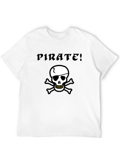 Pirate Skull Graphic Tee - Black Cotton T-Shirt