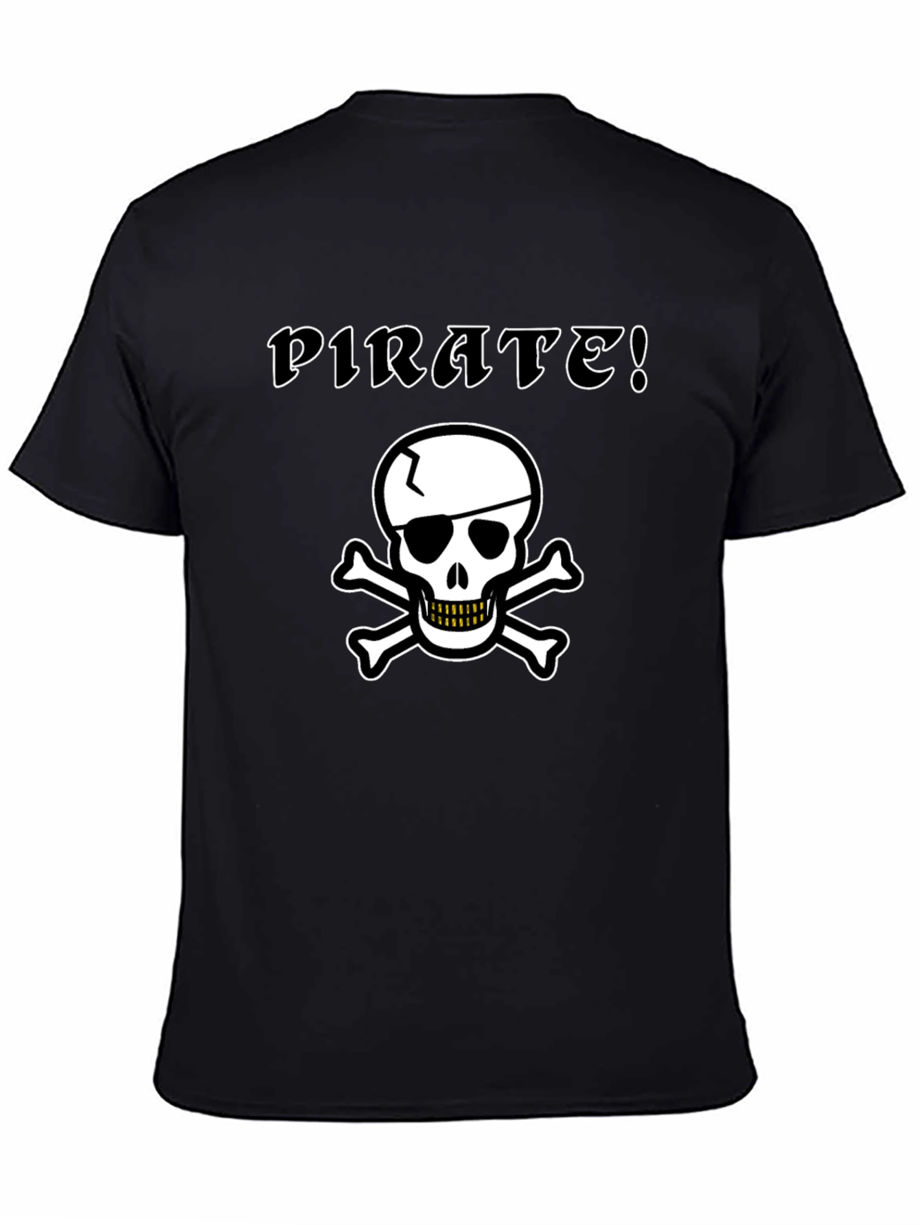Pirate Skull Graphic Tee - Black Cotton T-Shirt