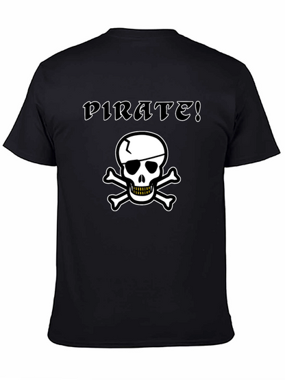 Pirate Skull Graphic Tee - Black Cotton T-Shirt