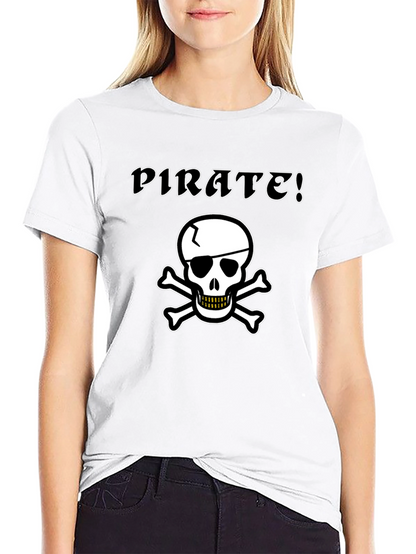 Pirate Skull Graphic Tee - Black Cotton T-Shirt