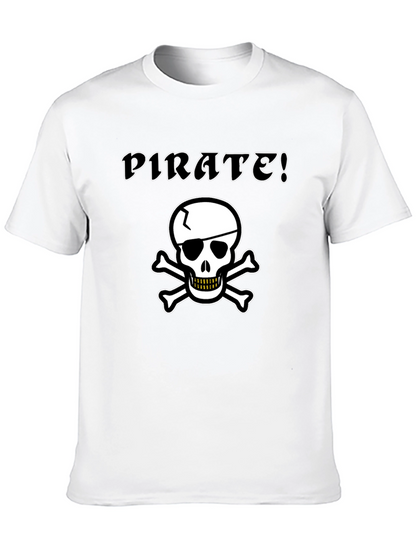Pirate Skull Graphic Tee - Black Cotton T-Shirt