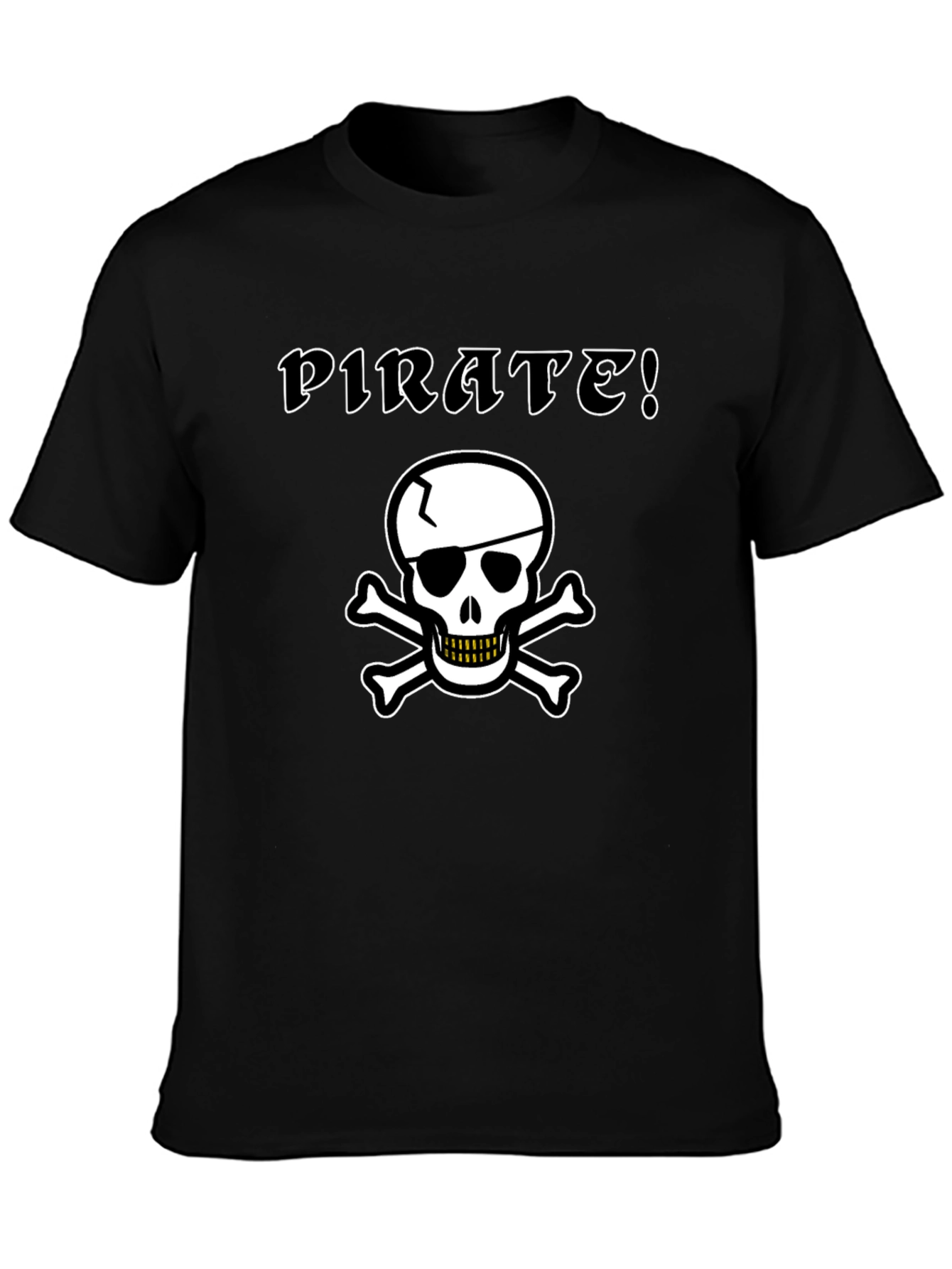 Pirate Skull Graphic Tee - Black Cotton T-Shirt