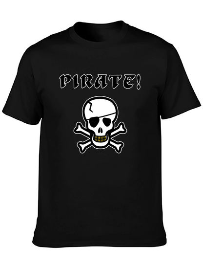 Pirate Skull Graphic Tee - Black Cotton T-Shirt