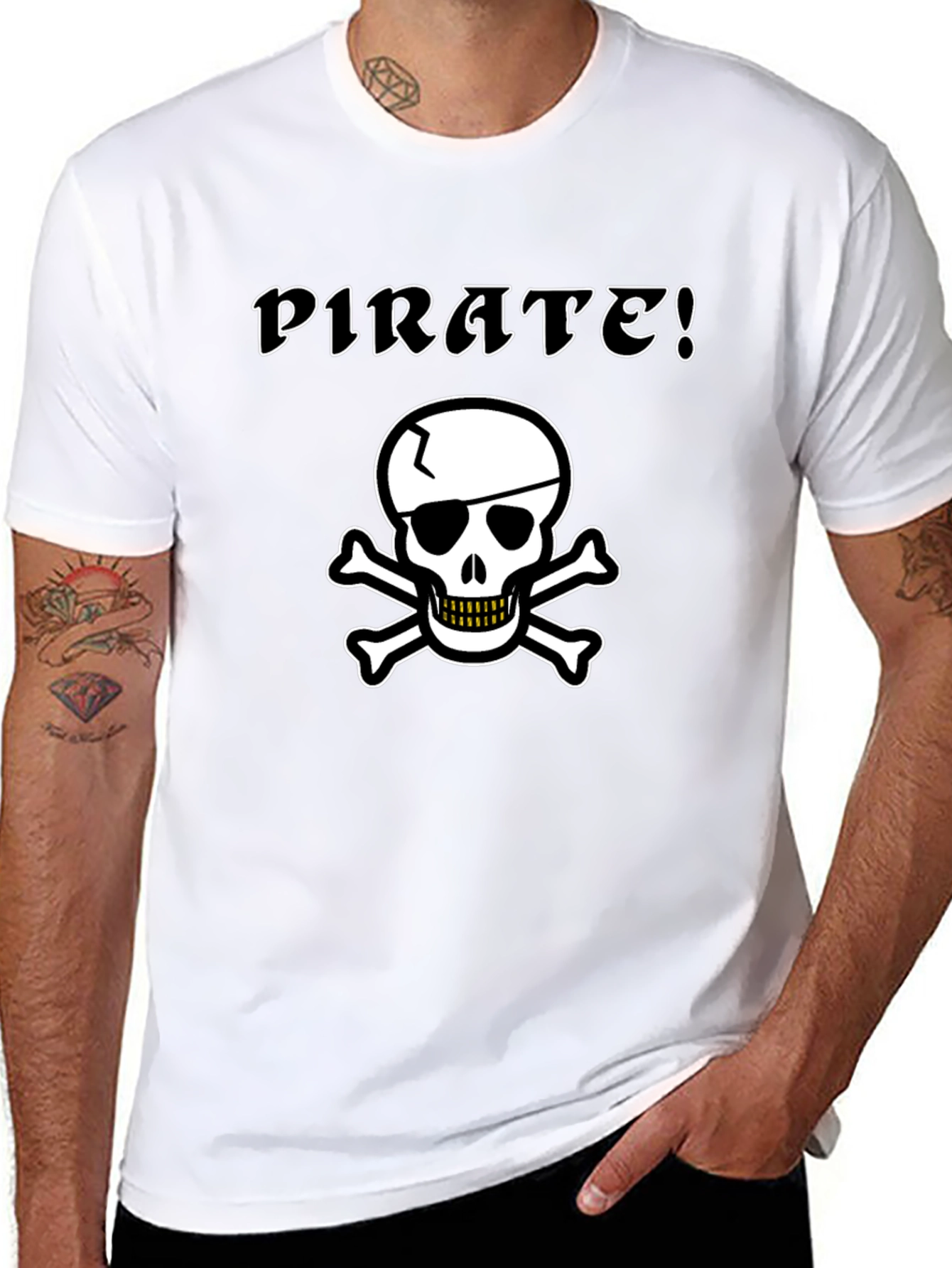 Pirate Skull Graphic Tee - Black Cotton T-Shirt