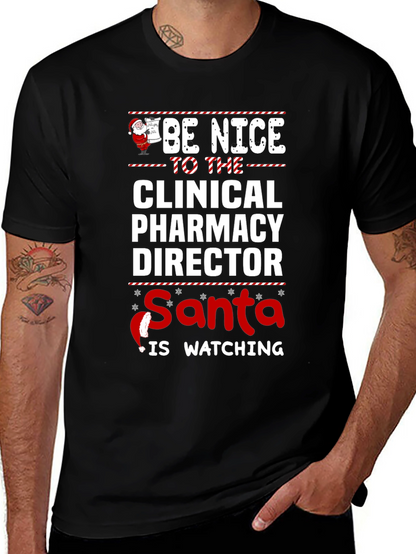 Funny Clinical Pharmacy Director Santa Watching Christmas T-Shirt