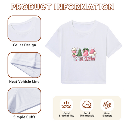 Tis The Season Cute Holiday Coffee Gift Box Crop Top