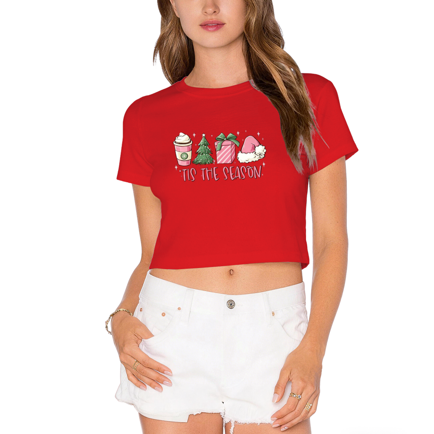 Tis The Season Cute Holiday Coffee Gift Box Crop Top