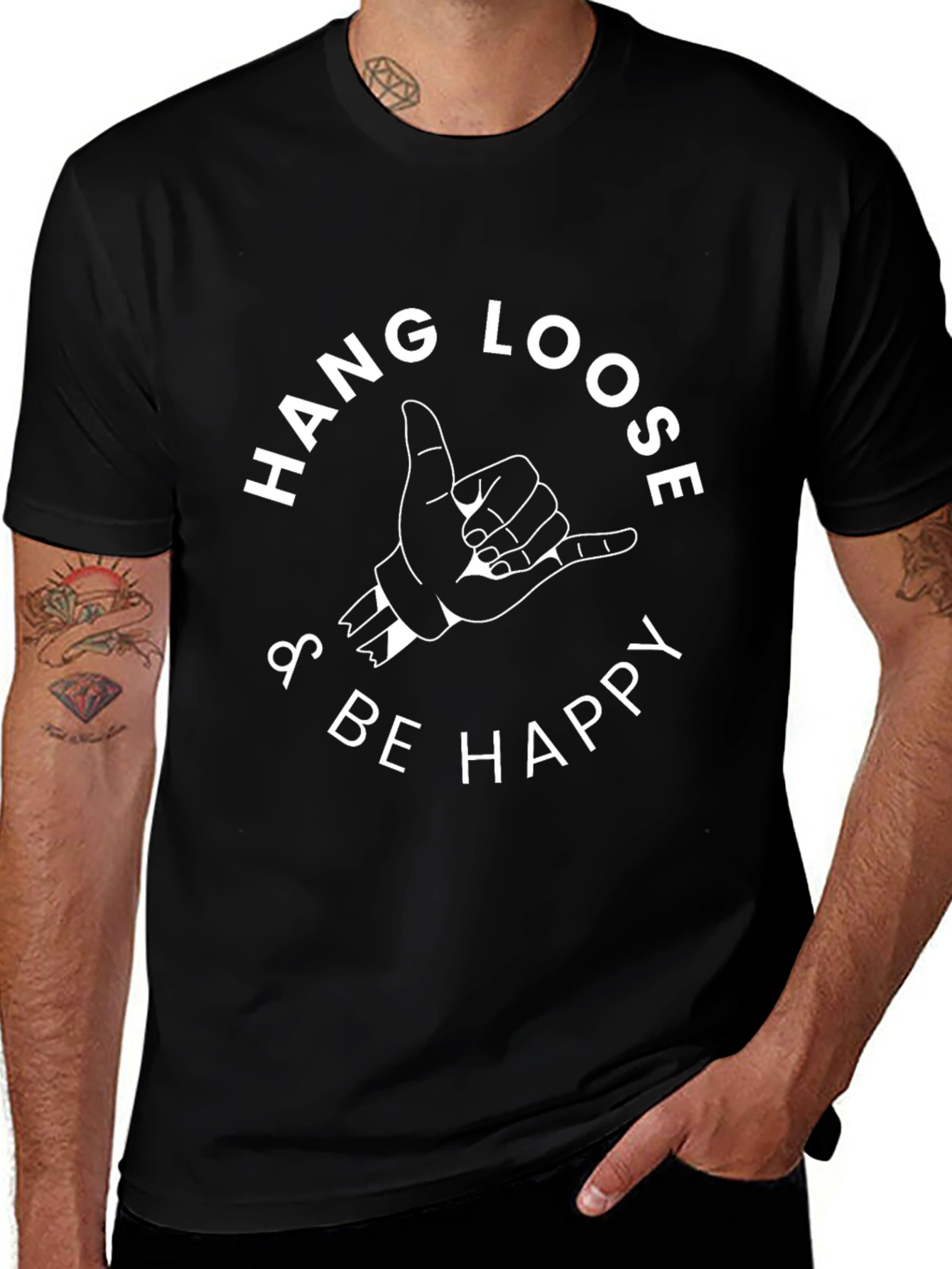 Hang Loose T-Shirt - Black Casual Tee