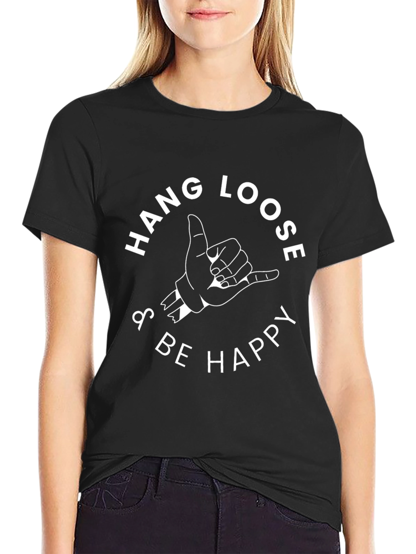 Hang Loose T-Shirt - Black Casual Tee