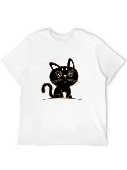Cute Black Cat Graphic Tee - Mens