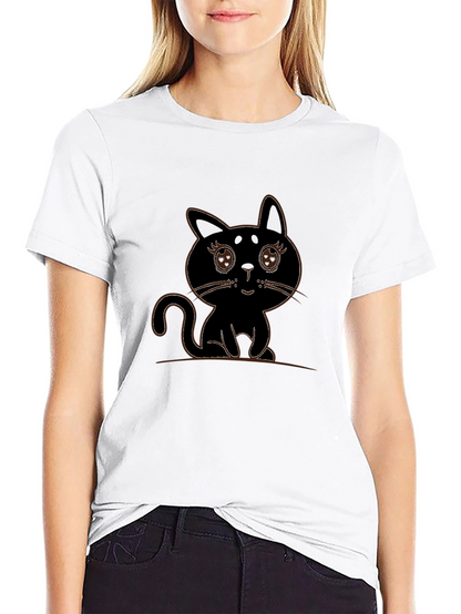 Cute Black Cat Graphic Tee - Mens