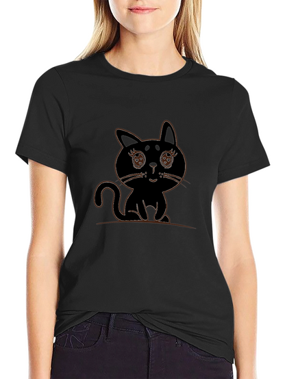 Cute Black Cat Graphic Tee - Mens