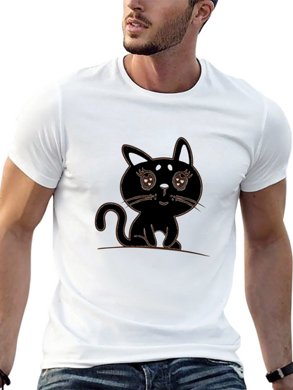 Cute Black Cat Graphic Tee - Mens