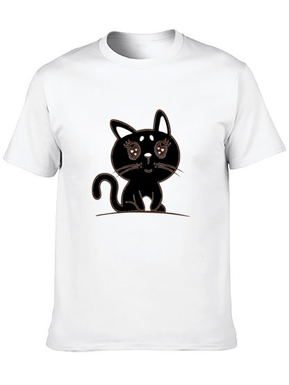 Cute Black Cat Graphic Tee - Mens