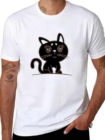 Cute Black Cat Graphic Tee - Mens