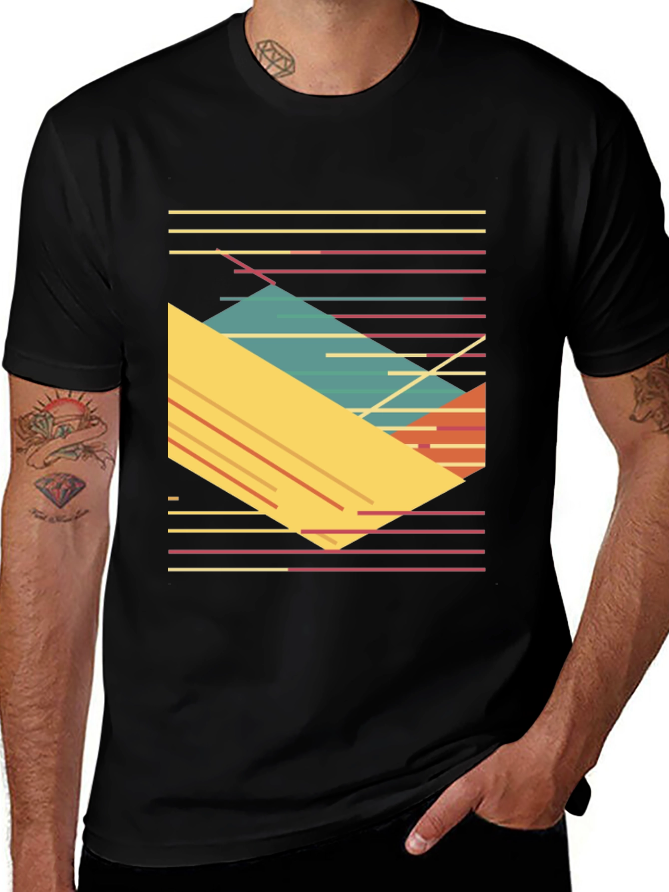 Retro Geometric T-Shirt - Bold 80s Style Tee