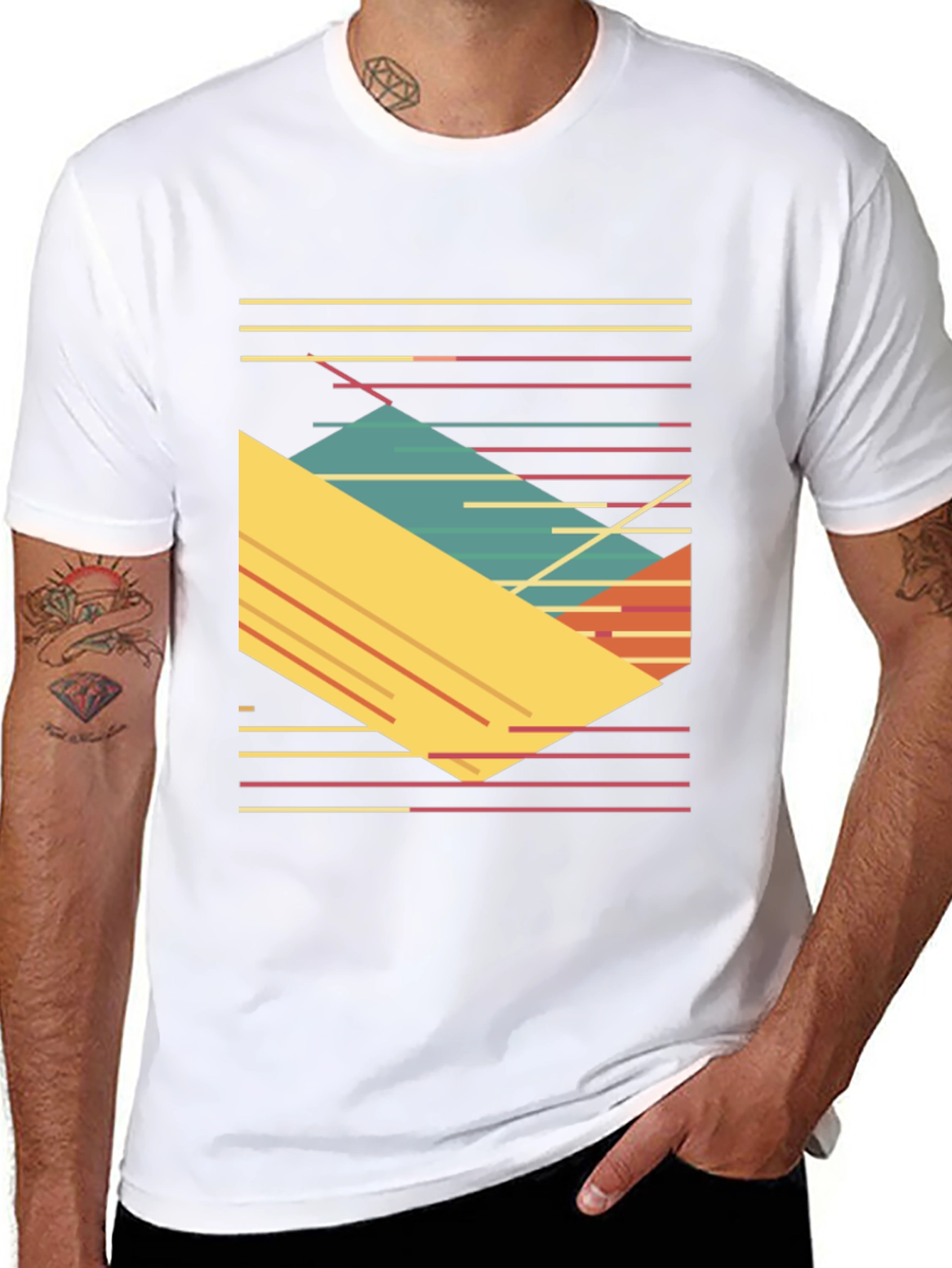 Retro Geometric T-Shirt - Bold 80s Style Tee