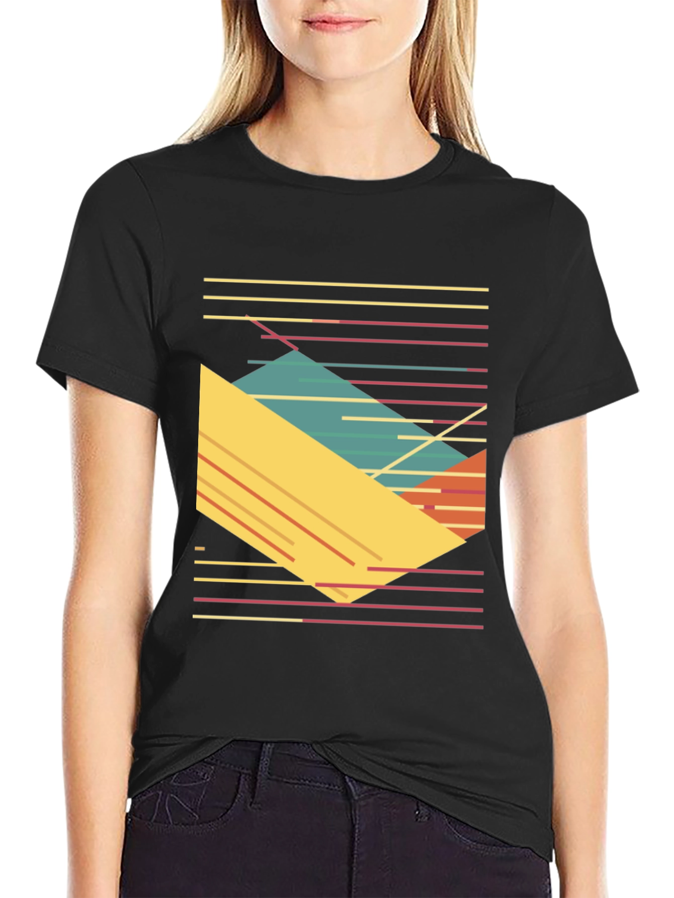 Retro Geometric T-Shirt - Bold 80s Style Tee
