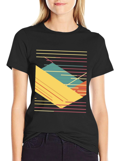 Retro Geometric T-Shirt - Bold 80s Style Tee