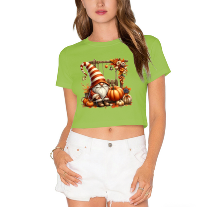 Fall Gnome Pumpkin Harvest Season Cropped Tee