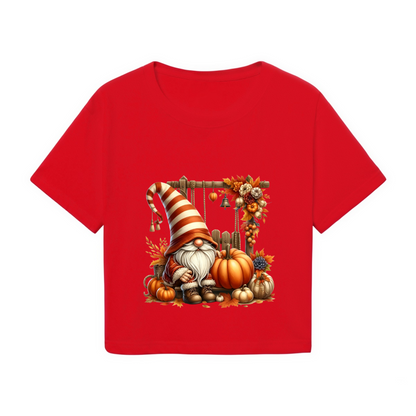 Fall Gnome Pumpkin Harvest Season Cropped Tee