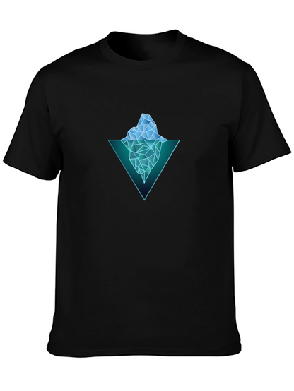 Geometric Iceberg Graphic Black T-Shirt