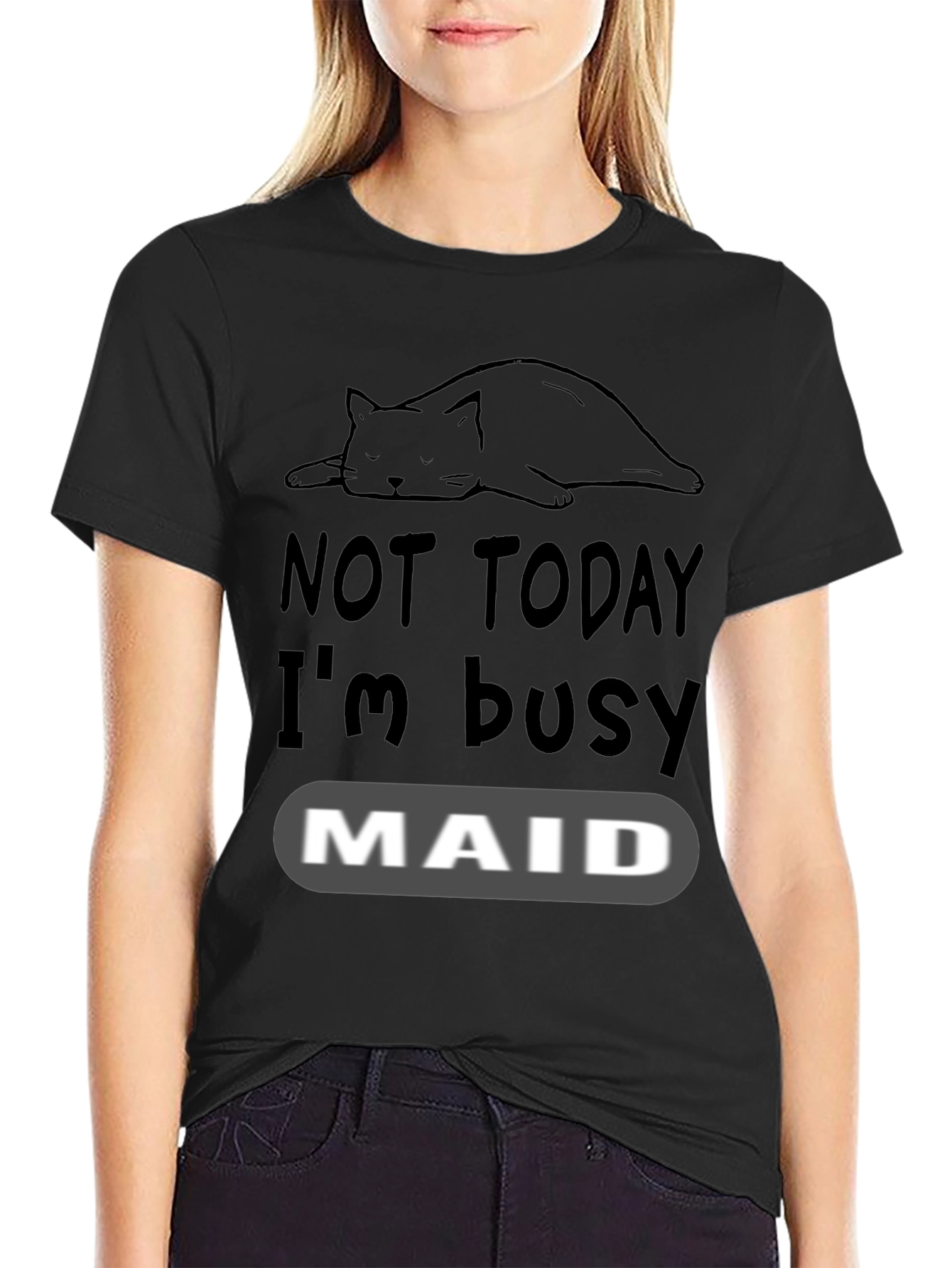 Not Today Im Busy Cat Maid T-Shirt