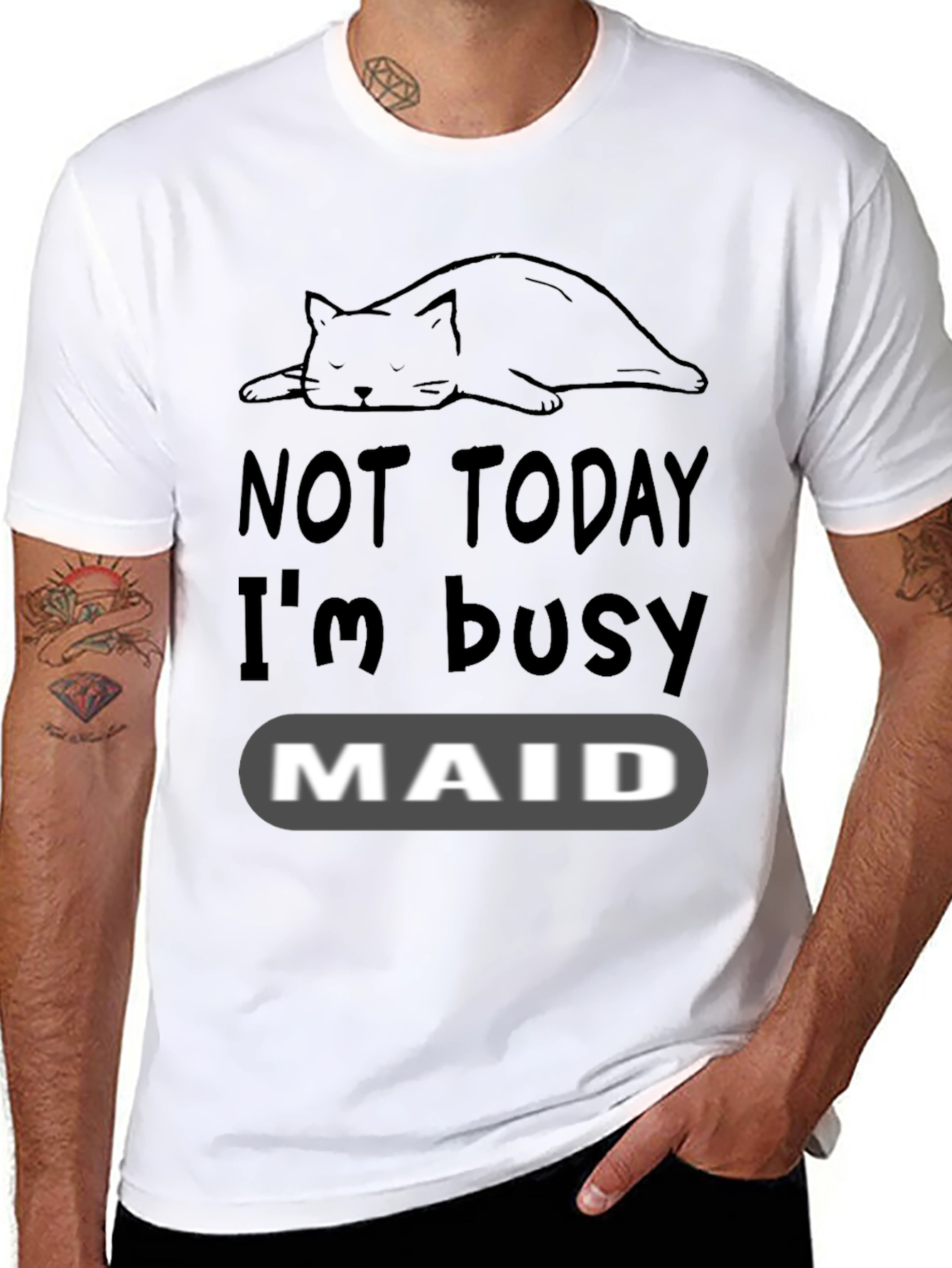 Not Today Im Busy Cat Maid T-Shirt