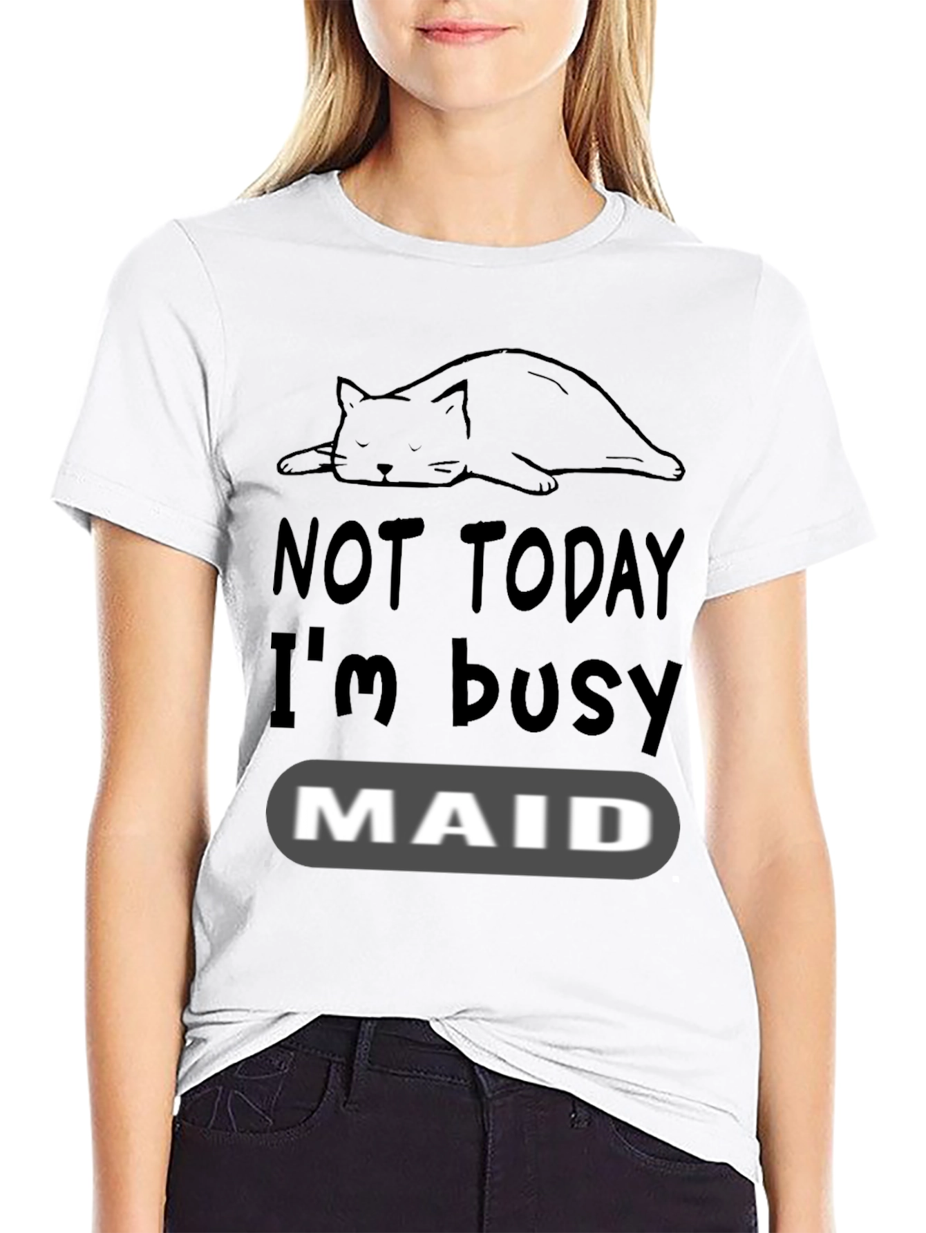 Not Today Im Busy Cat Maid T-Shirt