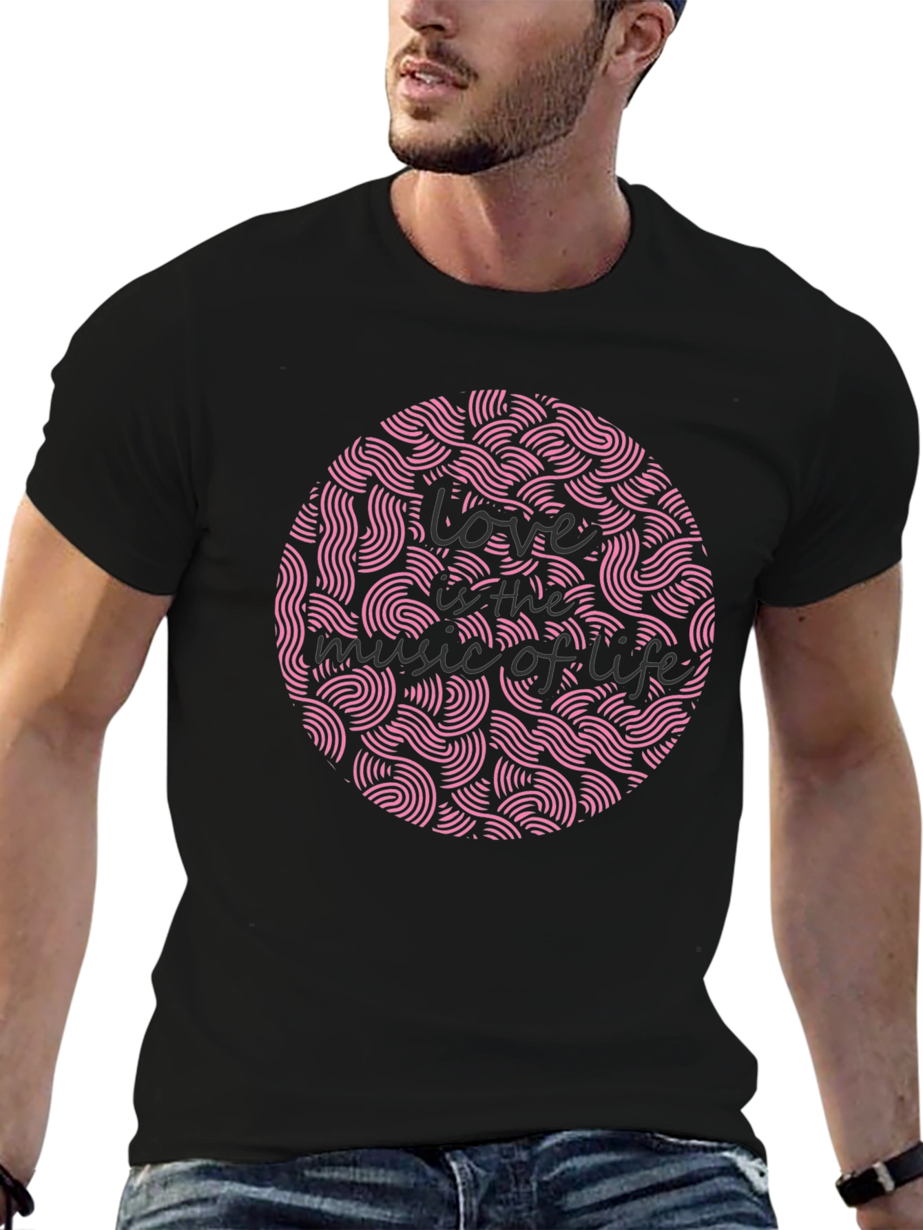 Love is the Music of Life Black Graphic Tee