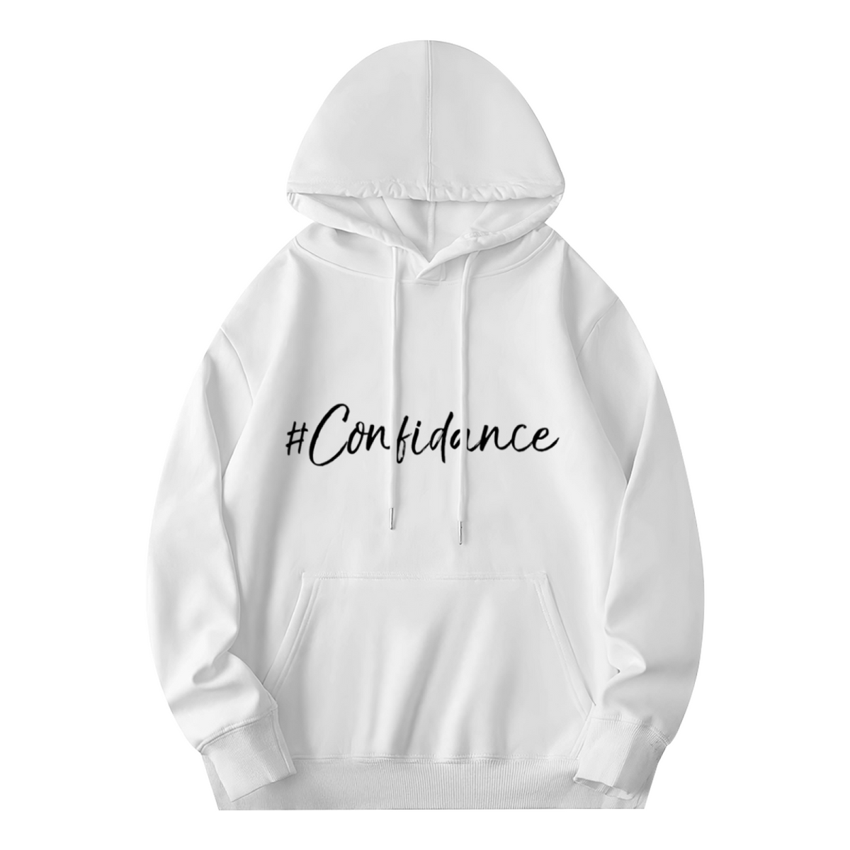 #Confiance Cursive Script White Pullover Hoodie