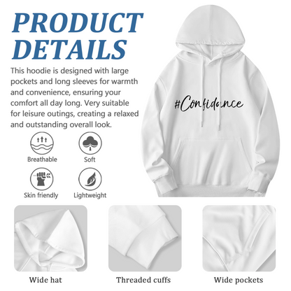 #Confiance Cursive Script White Pullover Hoodie