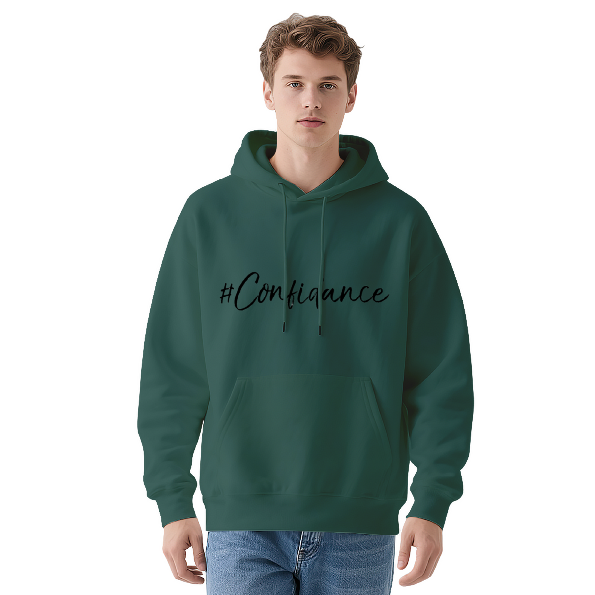 #Confiance Cursive Script White Pullover Hoodie