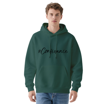 #Confiance Cursive Script White Pullover Hoodie